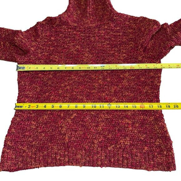 St John Sport Turtleneck Sweater Red M Chunky Knit 3/4 Sleeves Wool Blend Preppy - Picture 8 of 12